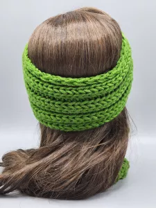 Ručně pletená čelenka zelená 49 - 53 cm