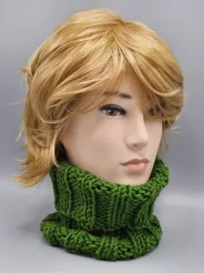 Ručně pletený nákrčník maxi zelený | menší - roztáhnutí max. na 60 cm kvůli přetažení přes hlavu, větší - roztáhnutí max. na 70 cm kvůli přetažení přes hlavu