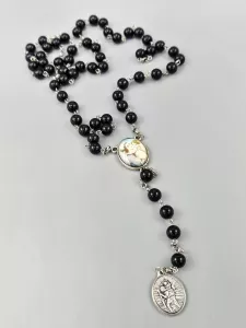 Růženec Svatý Kryštof - černé perly 8 mm