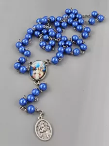 Růženec Svatý Kryštof - modré perly 8 mm