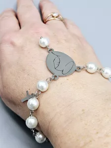 Desátek na ruku - bílé perle 8 mm