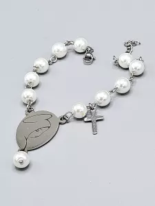 Desátek na ruku - bílé perle 8 mm