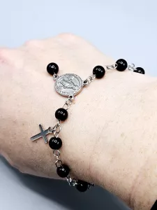 Desátek na ruku - černé perle 6 mm