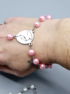 Desátek na ruku - růžové perle 8 mm