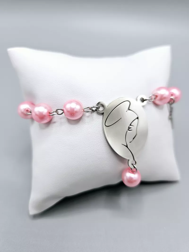 Desátek na ruku - růžové perle 8 mm