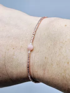 Miyuki Delica náramek shamballa - odstín růžové zlato s růžovým Opálem 16 - 20 cm