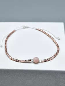 Miyuki Delica náramek shamballa - odstín růžové zlato s růžovým Opálem 16 - 20 cm