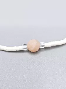 Miyuki Delica náramek shamballa - odstín smetanová s růžovým Opálem 16 - 20 cm