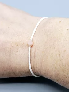 Miyuki Delica náramek shamballa - odstín smetanová s růžovým Opálem 16 - 20 cm