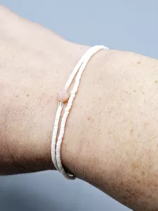 Miyuki Delica náramek shamballa - odstín smetanová s růžovým Opálem 16 - 20 cm