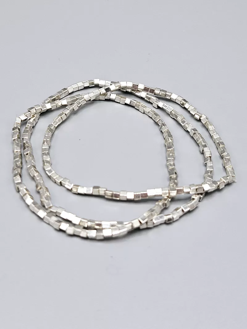 Miyuki Square náramek - odstín stříbrná 16 - 18 cm