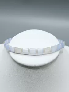 Miyuki Tila náramek - odstín hedvábně modrý s broskvovou 17 cm