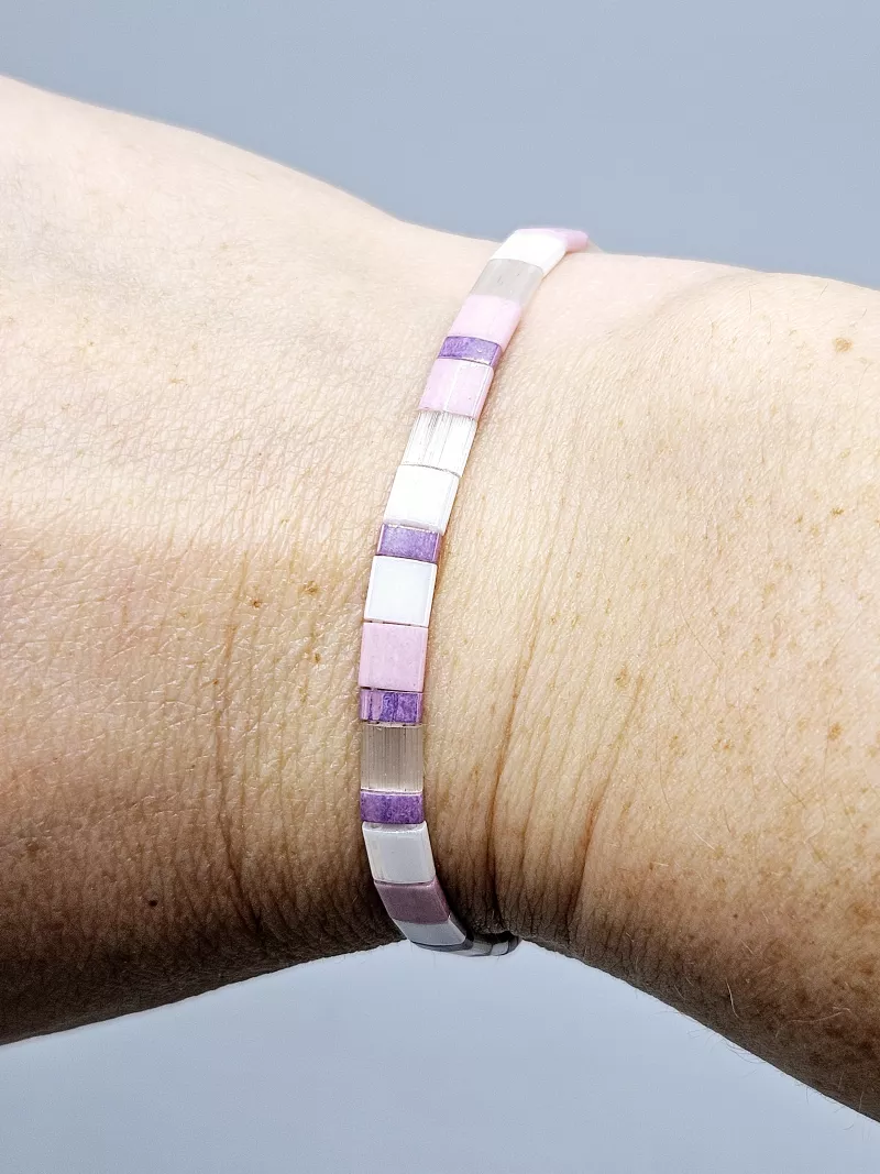 Miyuki Tila náramek - odstín růžovo fialová 16,5 cm