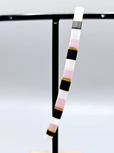 Miyuki Tila náramek - odstín růžovo zlato smetanovo černá 17,5 cm