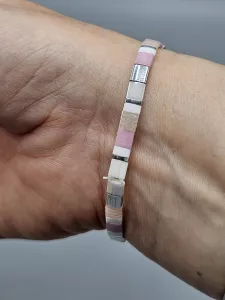 Miyuki Tila náramek - odstín stříbrno růžový 16,5 cm