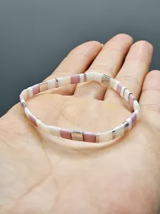 Miyuki Tila náramek - odstín stříbrno růžový 16,5 cm