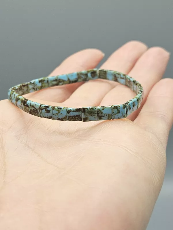 Miyuki Tila náramek - odstín tyrkysovo hnědá 16 - 19 cm