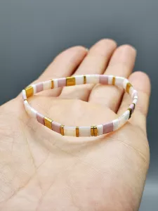 Miyuki Tila náramek - odstín zlato růžový 16,5 cm