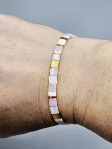 Miyuki Tila náramek - odstín zlato růžový 16,5 cm