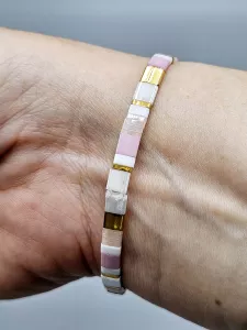 Miyuki Tila náramek - odstín zlato růžový 16,5 cm