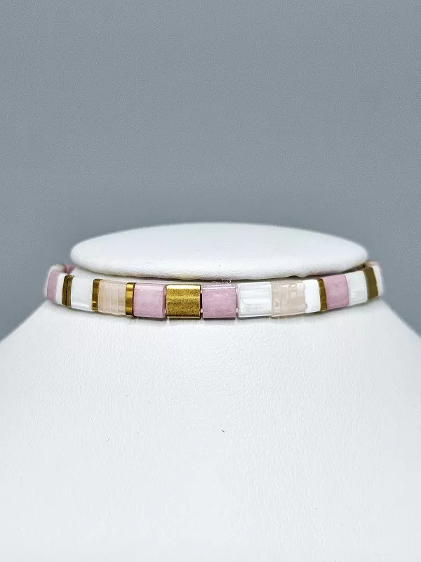 Miyuki Tila náramek - odstín zlato růžový 16,5 cm