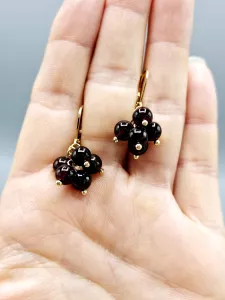 Náušnice Granát kuličky ve zlatém provedení