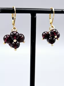 Náušnice Granát kuličky ve zlatém provedení