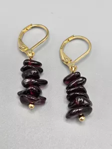 Náušnice - Granát sekané kousky ve zlatém provedení