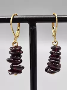 Náušnice - Granát sekané kousky ve zlatém provedení