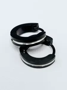Ocelové náušnice - Černo-stříbrné kruhy 