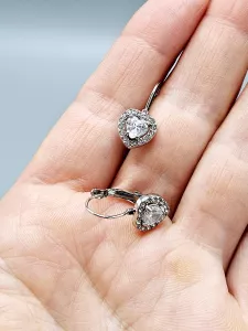 Ocelové náušnice - Čirá srdíčka