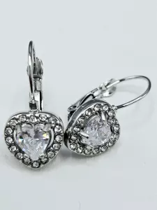 Ocelové náušnice - Čirá srdíčka