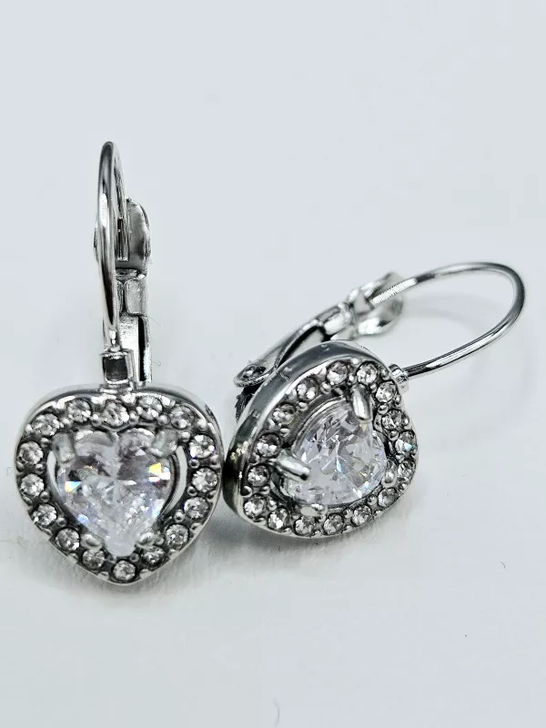 Ocelové náušnice - Čirá srdíčka