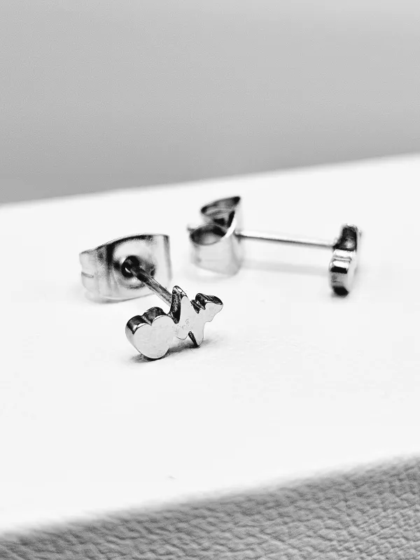 Ocelové náušnice - Křivka EKG se srdíčkem