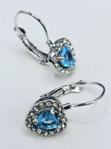 Ocelové náušnice - Modrá srdíčka