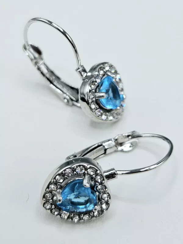 Ocelové náušnice - Modrá srdíčka