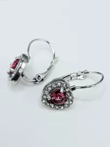 Ocelové náušnice - Růžová srdíčka