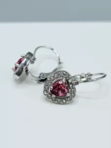 Ocelové náušnice - Růžová srdíčka