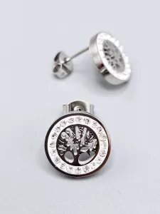 Ocelové náušnice - Strom života v kruhu