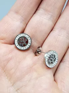 Ocelové náušnice - Strom života v kruhu