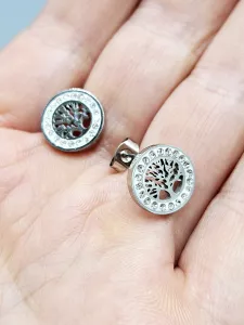 Ocelové náušnice - Strom života v kruhu