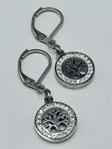 Ocelové náušnice - Strom života v kruhu - zdobený malý