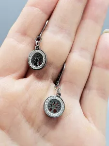 Ocelové náušnice - Strom života v kruhu - zdobený malý