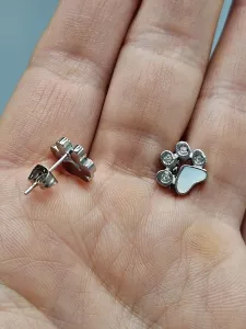 Ocelové náušnice - Tlapky s perletí