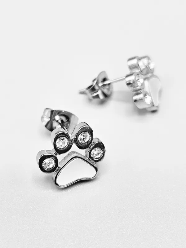 Ocelové náušnice - Tlapky s perletí