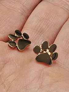 Ocelové náušnice - Tlapky v růžovém provedení