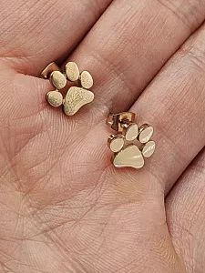 Ocelové náušnice - Tlapky v růžovém provedení