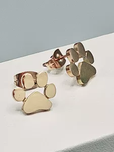 Ocelové náušnice - Tlapky v růžovém provedení