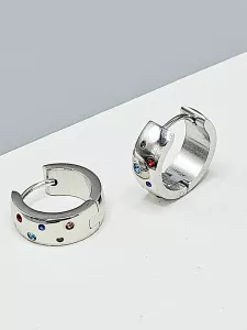 Ocelové náušnice - Zdobené kruhy barevné