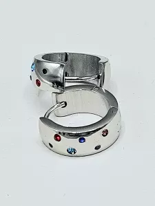 Ocelové náušnice - Zdobené kruhy barevné